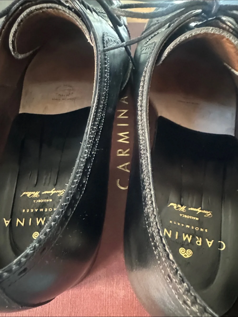 Carmina Black Cap-Toe Oxford in Polished Leather